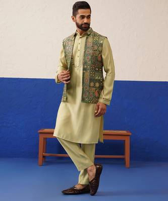 Multi color brocade banarasi jacket set 2