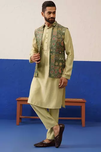 Multi color brocade banarasi jacket set