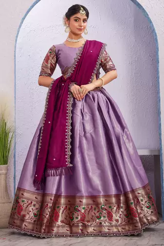 purple Jacquard Silk Lehenga Choli With Dupatta