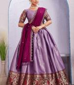purple Jacquard Silk Lehenga Choli With Dupatta