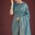 Dusty cyan color baanrasi satin silk saree for wedding functions