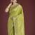 Lime green colour banarasi satin silk zari weaving classic saree