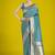 Cyan blue colour banarasi satin silk zari weaving classic saree