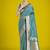 Cyan blue colour banarasi satin silk zari weaving classic saree