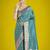 Cyan blue colour banarasi satin silk zari weaving classic saree