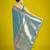 Cyan blue colour banarasi satin silk zari weaving classic saree
