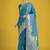 Cyan blue with gold bordar banarasi woven satin saree