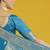 Cyan blue with gold bordar banarasi woven satin saree