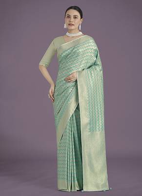 light sky blue banarasi satin silk blend zari woven saree 2