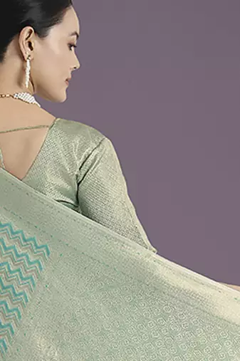 light sky blue banarasi satin silk blend zari woven saree