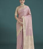 Wonderful light lilac soft banarasi satin silk leheriya design saree