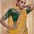 Yellow rama cords and handwork wedding saree with blouse fabric