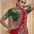 Dark red cords and handwork wedding saree with blouse fabric