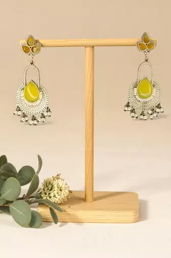 Golden glamour silver replica ruby drop earrings