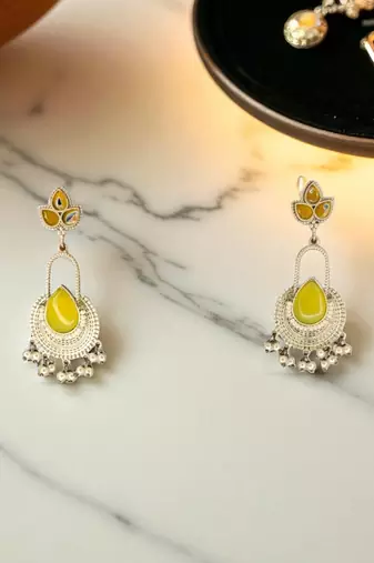 Golden glamour silver replica ruby drop earrings