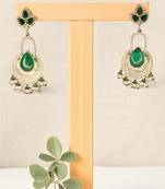 Golden glamour silver replica ruby drop earrings
