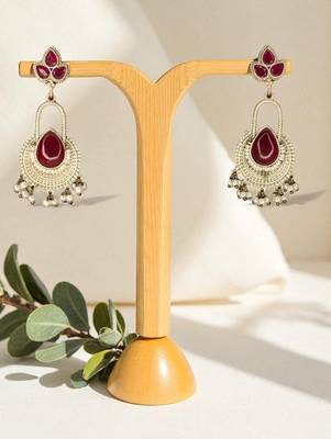 Golden glamour silver replica ruby drop earrings 1