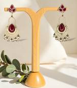 Golden glamour silver replica ruby drop earrings