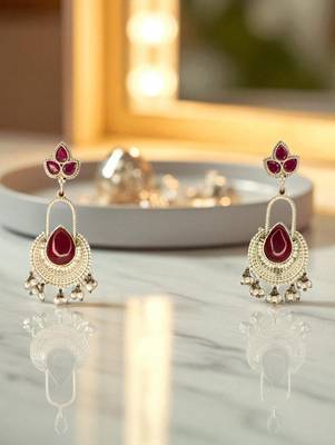 Golden glamour silver replica ruby drop earrings 3