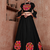 black mirror-work navratri chaniya choli with bell-sleeve blouse garba dress for women