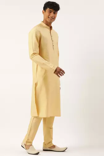 Gold jacquard jacket with gold kurta