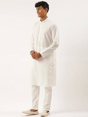 Teal blue cotton jacket with white kurta 3