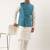 Teal blue cotton jacket with white kurta