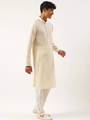 Old rose cotton jacquard jacket with cotton kurta 3