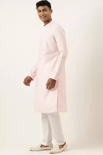 Pink tiedye cotton jacket with pink cotton kurta