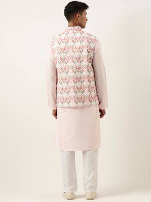 Pink tiedye cotton jacket with pink cotton kurta 5