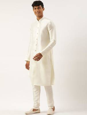 Turquise mirror embroidery open jacket kurta set 3