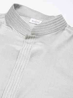 Grey jacquard jacket with grey kurta 2