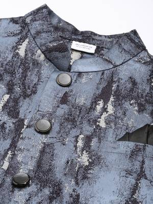 Grey jacquard jacket with grey kurta 3