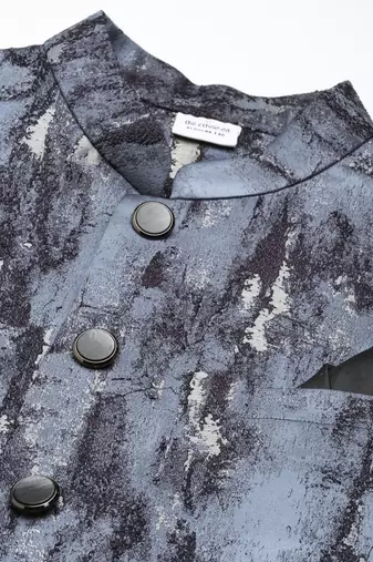 Grey jacquard jacket with grey kurta