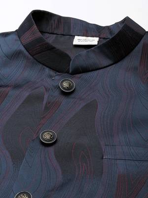 Navy pink jacquard jacket with pink kurta 2