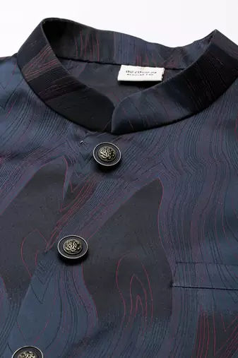 Navy pink jacquard jacket with pink kurta