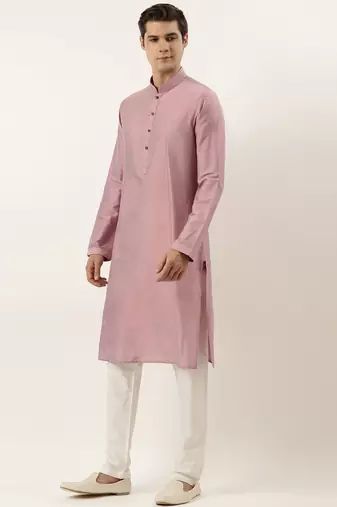 Navy pink jacquard jacket with pink kurta