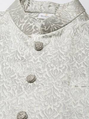 Steel grey jacquard jacket with  grey kurta 2