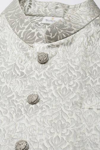 Steel grey jacquard jacket with  grey kurta