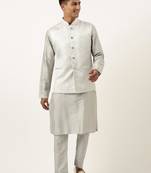 Steel grey jacquard jacket with  grey kurta