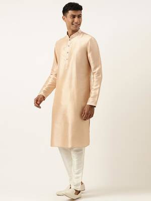 Grey peach jacquard jacket with peach kurta 3