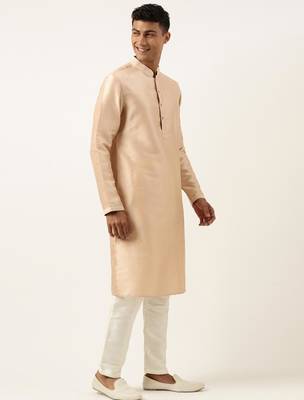 Grey peach jacquard jacket with peach kurta 4