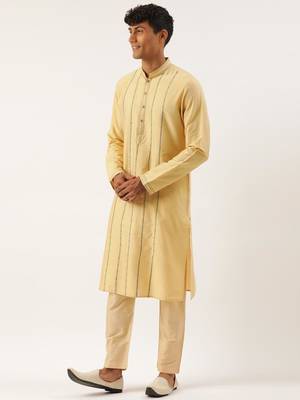 Sea green with golden floral jaal jacket with kurta set 3
