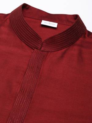 Maroon floral jacket with kurta set 3