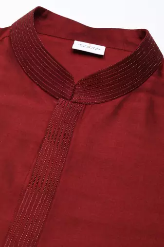 Maroon floral jacket with kurta set