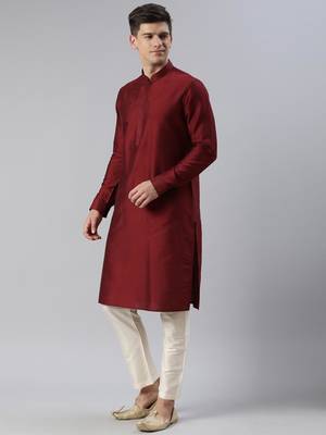 Maroon floral jacket with kurta set 5