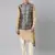 Printed jacket with self-design drape side-open kurta