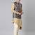 Printed jacket with self-design drape side-open kurta