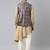 Printed jacket with self-design drape side-open kurta