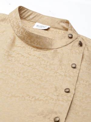 Printed jacket with self-design drape side-open kurta 2